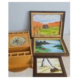 Framed pictures, deer clock