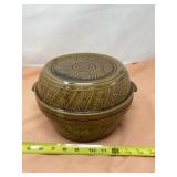 USA covered stoneware dough mixing bowl.