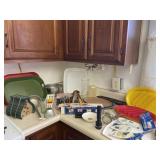 Kitchen utensils, bird house, furniture polish,