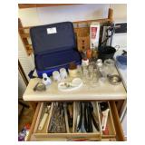 Wood spice rack, salt & pepper shakers, Pyrex