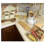 Hanging key holders, flour and sugar containers,