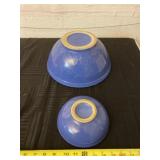Blue and white ceramic mixing bowls.