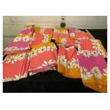 Orange and pink flower curtains