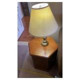 Hexagon end table with lamp , solid wood