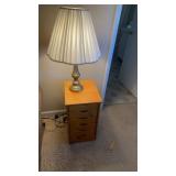 Six drawer side table with lamp