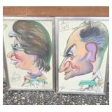 Two Vintage Original art color drawings.