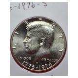 1776-1976-S Bicentennial Kennedy 40% Silver Half