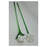 Art glass long stem 20" roses