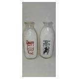 Two old  milk bottles Dairylea milk Hoppys
