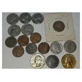 Seven wheat pennies one Steel penny Buffalo