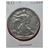 1940-S Walking Liberty Silver Half Dollar