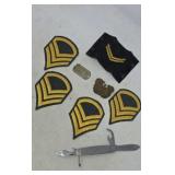 Military patches dog tag pocket knife