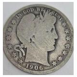 1906-D silver Barber half dollar