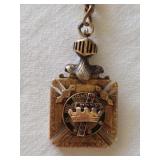 Masonic Knights Templar watch fob pendant 10kt