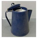 Vintage Blue Speckled Enamelware Percolator