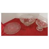Punch Bowl Glass, Serving Platter, Anchor Hocking