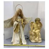 Light Up Angel and Plaster  Angel With Dove