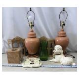 Table Lamps, Hoosier Green Glass Vase, Kleenex