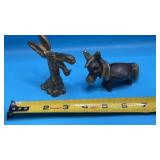 Mid-Century Modern Bar Ware Brass Donkey Figurines