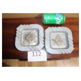 112m Masonic plaster ashtrays 6"x6"x1"