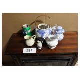 181m Avon blue pitcher, bowl & etc