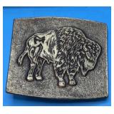 Brass Engraved Buffalo Belt Buckle. Southwestern