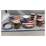 Colonial Pattern American Flag Dinnerware.
