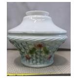 Antique Oil Lamp Base Blue & White Milk Glass