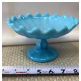 Blue Milk Glass Compote/Small Cake Stand