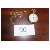 Westclox pocketwatch, train image, made in USA