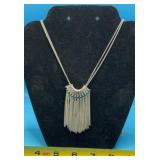 Vtg Silver-Toned Fringe Necklace. Costume Jewelry