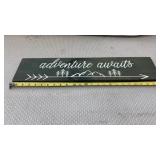Rustic Wood Sign featuring "Adventure Awaits"