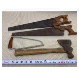 Hand Saws, Hand Forged Hatchet
