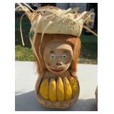 Hand-Carved Coconut Monkey Figurines