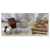 Knife Block, Clear Glass Cookie Jar, Aluminum