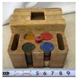 Wood Bakelite Poker Chip & Card Caddy Boxed Set