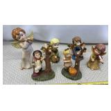 Vintage Set of Boy & Girl Picking Apples Fall/