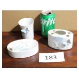 Blue butterfly bathroom set
