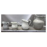Vtg White Farmhouse Pitchers