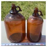 One Gallon and Half Gallon Antique Brown Amber