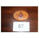 Masonic leather belt buckle 4"x2 ¾"