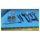 Silver Plate Spoons, Salt and Pepper Shakers and