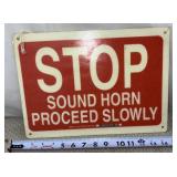 Stop Sound Horn Proceed Slowly" Safety Sign