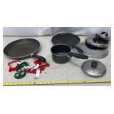 T-Fal Skillets, Pot, Cookie Cutters and Lids
