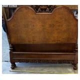 Antique French Rococo Style Burl Wood Headboard