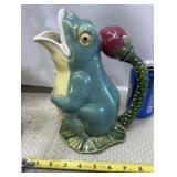 Majolica Style Ceramic Frog Pitcher