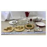 Decorative Wall Art. Includes red glass stemware