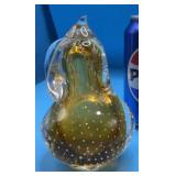 Murano Style Amber Sommerso with Bullicante Glass