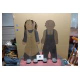 Rustic standing boy & girl 22"x9"