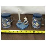 Goose Salt & Pepper Shakers & Candle Holder